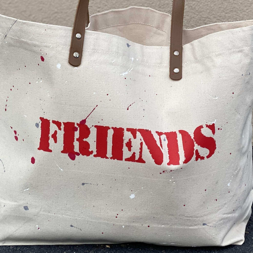 Canvas Tote Bag with Leather Handles - Splatter Clothing